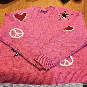 Rails Pink Sweater with Heart and Star Accents